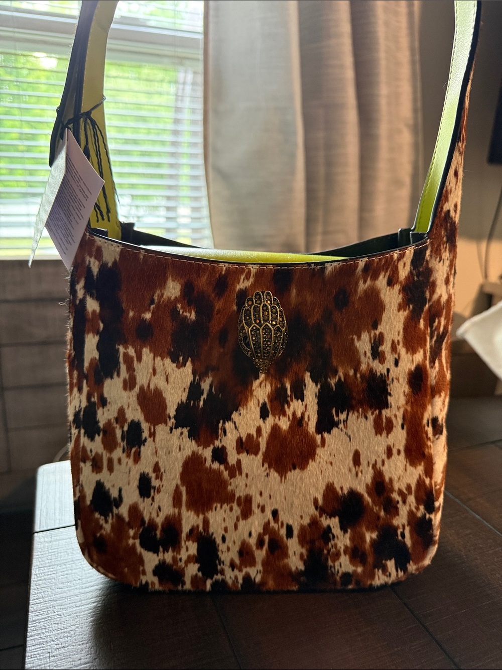 Kurt Geiger Brown and Black Cowhide Spot-Print Shoulder Bag